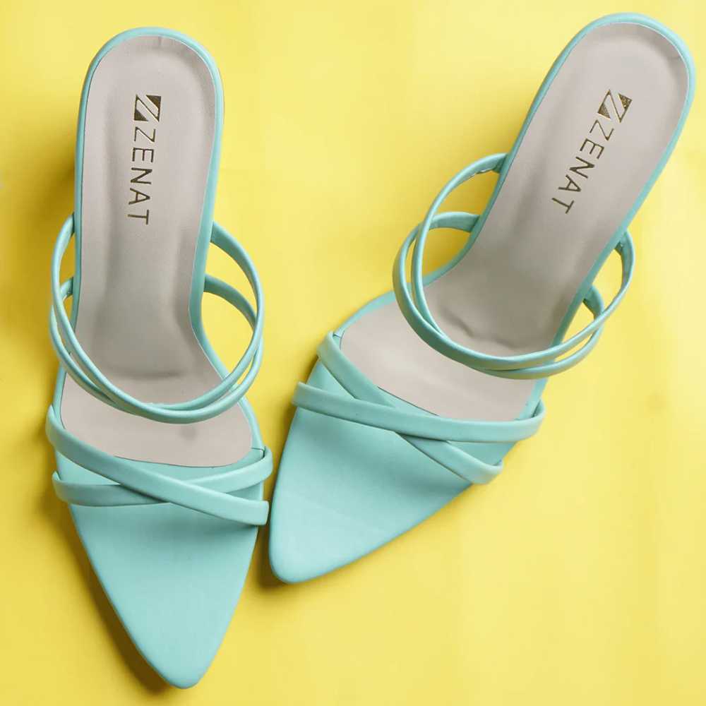 Cool Mint Green Block Heels for Women