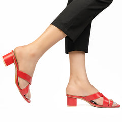 red block heels for women